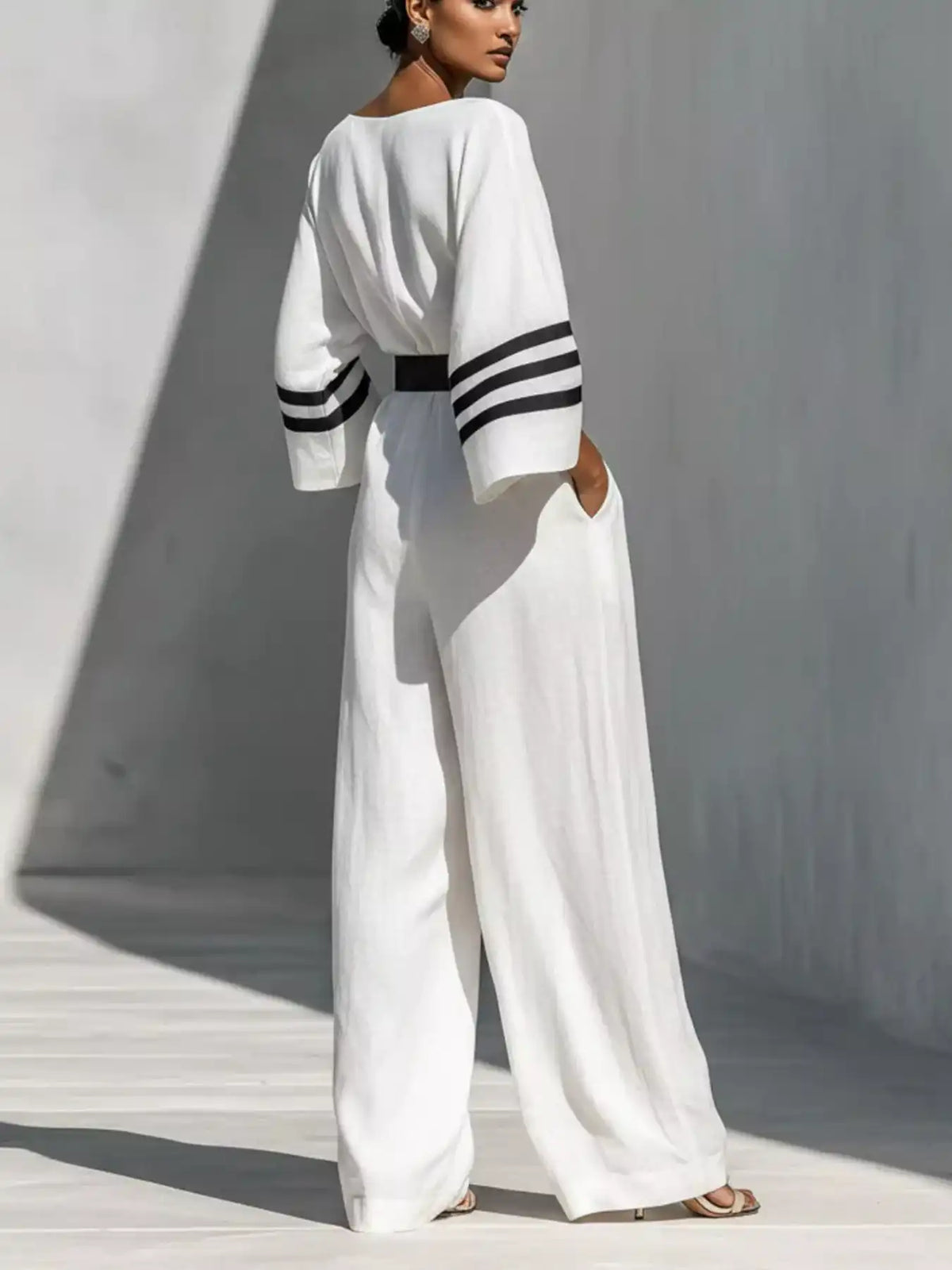 Wide Sleeve and Contrast Striped Jumpsuit 101001768471795 49 Affordable Fashion Under $100 Jerry's Apparel 
