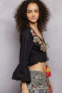 POL Floral Embroidered Cropped Blouse 100100151641347 43 Affordable Fashion Under $100 Jerry's Apparel 