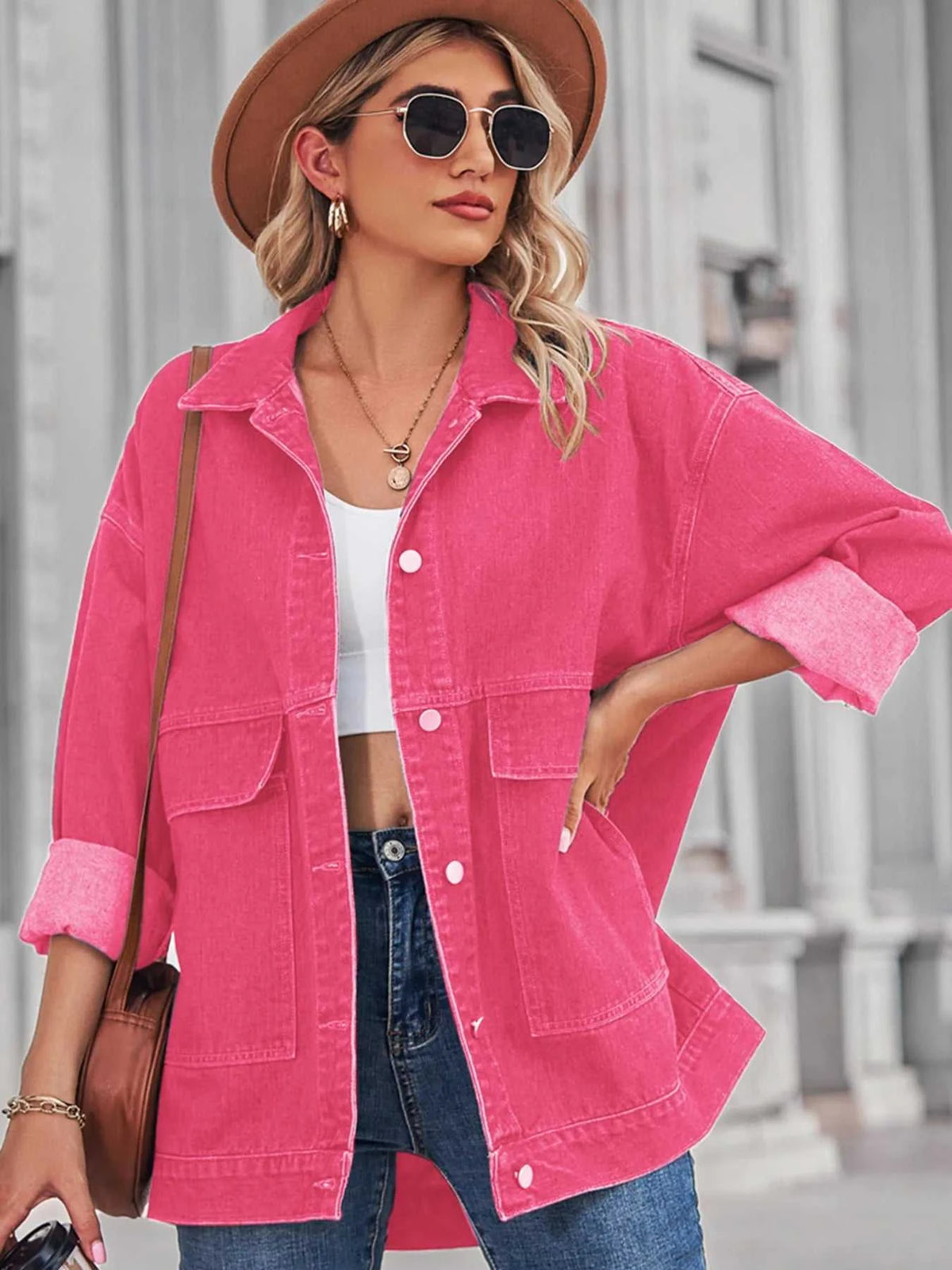 Button Up Long Sleeve Denim Jacket 100100658147198 64 Affordable Fashion Under $100 Jerry's Apparel 