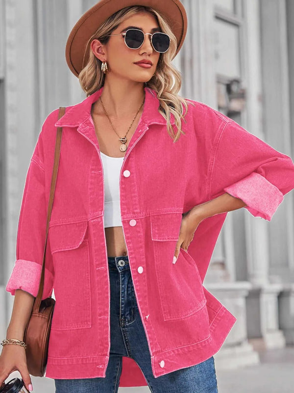 Button Up Long Sleeve Denim Jacket 100100658147198 64 Affordable Fashion Under $100 Jerry's Apparel 
