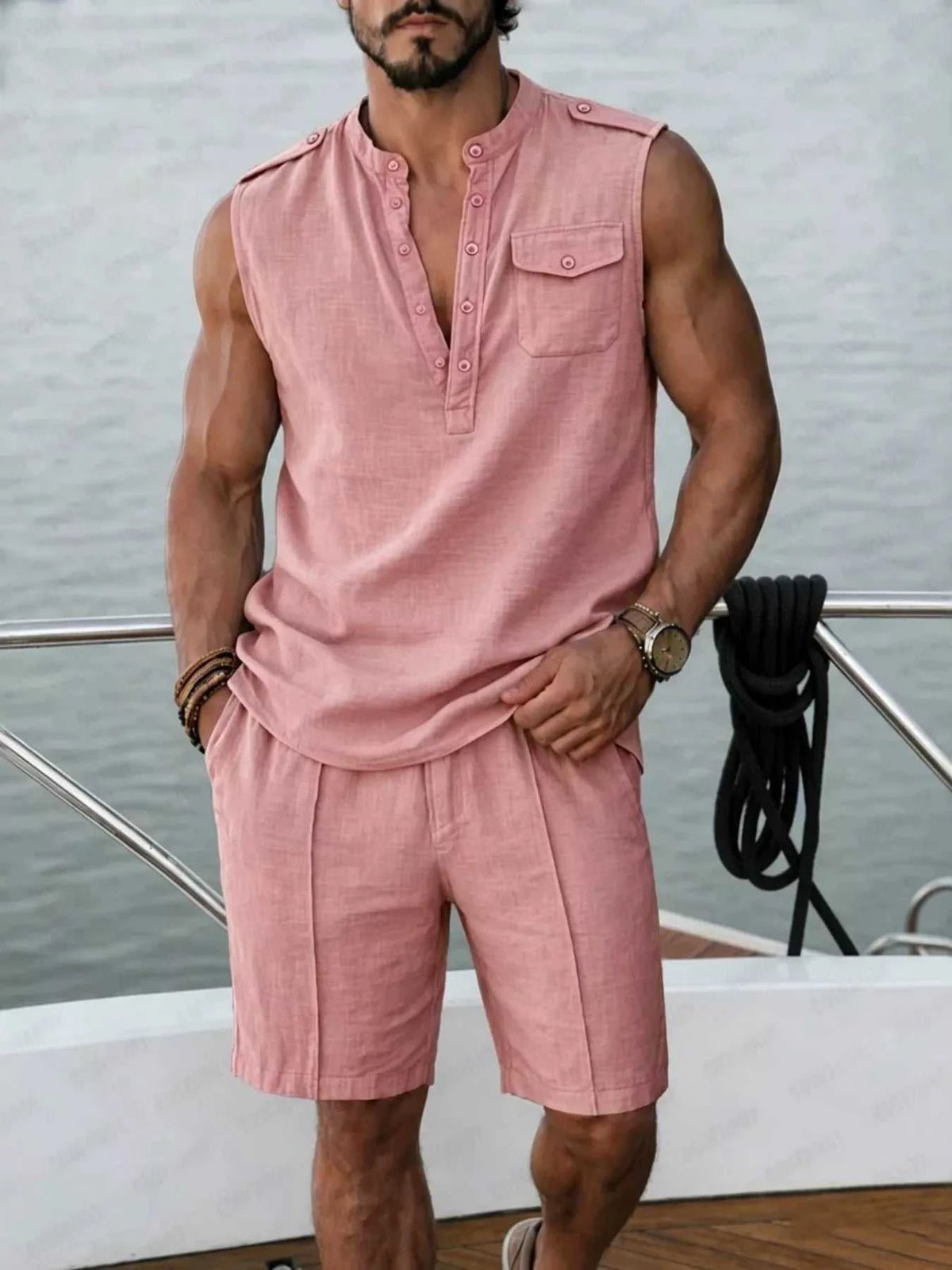 Men's Full Size Sleeveless Top and Shorts Two-Piece Set Plus Size 104001628099336 39 Affordable Fashion Under $100 Jerry's Apparel 