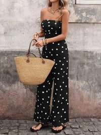 Polka Dot Strapless Wide Leg Jumpsuit 100100163722566 35 Affordable Fashion Under $100 Jerry's Apparel 