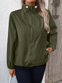 Pocketed Zip Up Long Sleeve Jacket