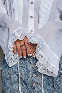 POL Woven Lace Trim Pintuck Button-Down Shirt 100100784961327 66 Affordable Fashion Under $100 Jerry's Apparel 