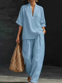 Full Size Half Sleeve Top and Wide Leg Pants Set Plus Size 100100468706321 46 Affordable Fashion Under $100 Jerry's Apparel 