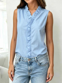 Sleeveless Ruffle V-Neck Blouse 100100948391091 21 Affordable Fashion Under $100 Jerry's Apparel 