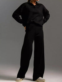 Polo Collar Top and Wide-Leg Pants Set 101001876960393 74 Affordable Fashion Under $100 Jerry's Apparel 