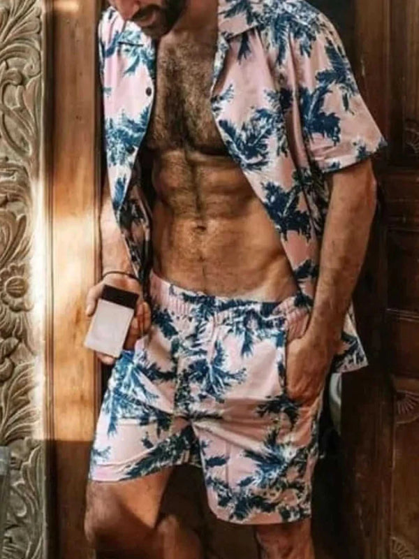 Men's Full Size Tropical Print Hawaiian Style Top and Shorts Set Plus Size 100400809826096 35 Gifts for Him Jerry's Apparel 