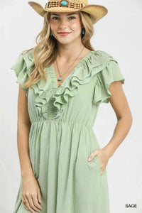 Umgee Textured Ruffle Midi Dress 100100704431930 64 Affordable Fashion Under $100 Jerry's Apparel 