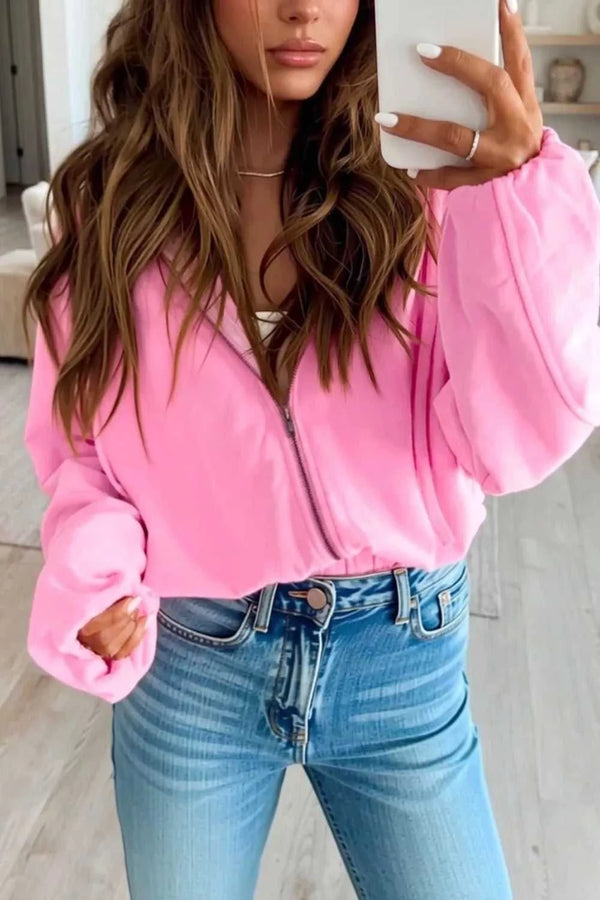 Zip-up One Piece Long Sleeve Hoodie
