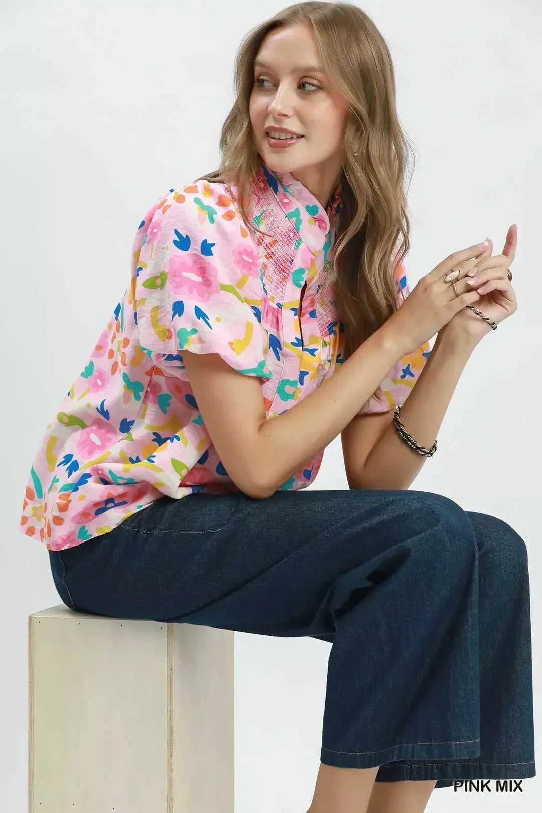 Umgee Folk Art Print Top with Smocked Detail 100100158761724 51 Affordable Fashion Under $100 Jerry's Apparel 
