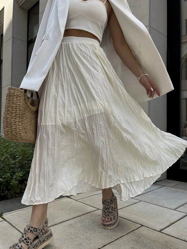 Ruched Elastic Waist Skirt