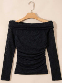Floral Lace Off-shoulder Long Sleeve Slim Top 100100836297043 34 Affordable Fashion Under $100 Jerry's Apparel 