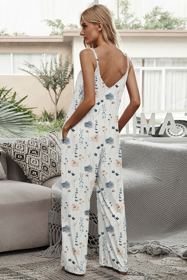 Shiny Printed Spaghetti Strap Jumpsuit