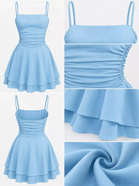Ruched Spaghetti Strap Layered Mini Dress 101001361310686 33 Women's Dress Gifts for Her Jerry's Apparel 