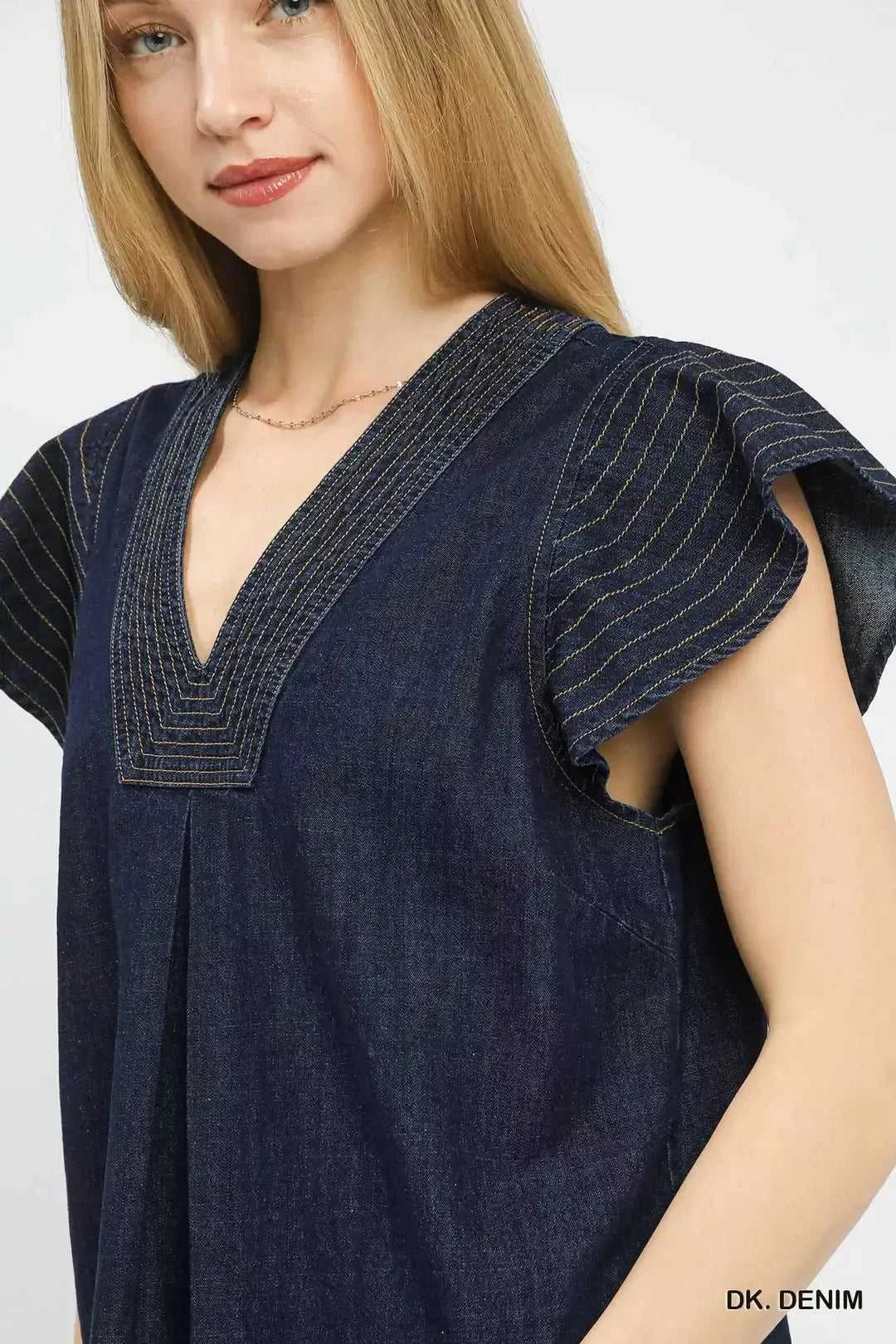 Umgee Cap Sleeve Denim Top 100100726521514 57 Affordable Fashion Under $100 Jerry's Apparel 