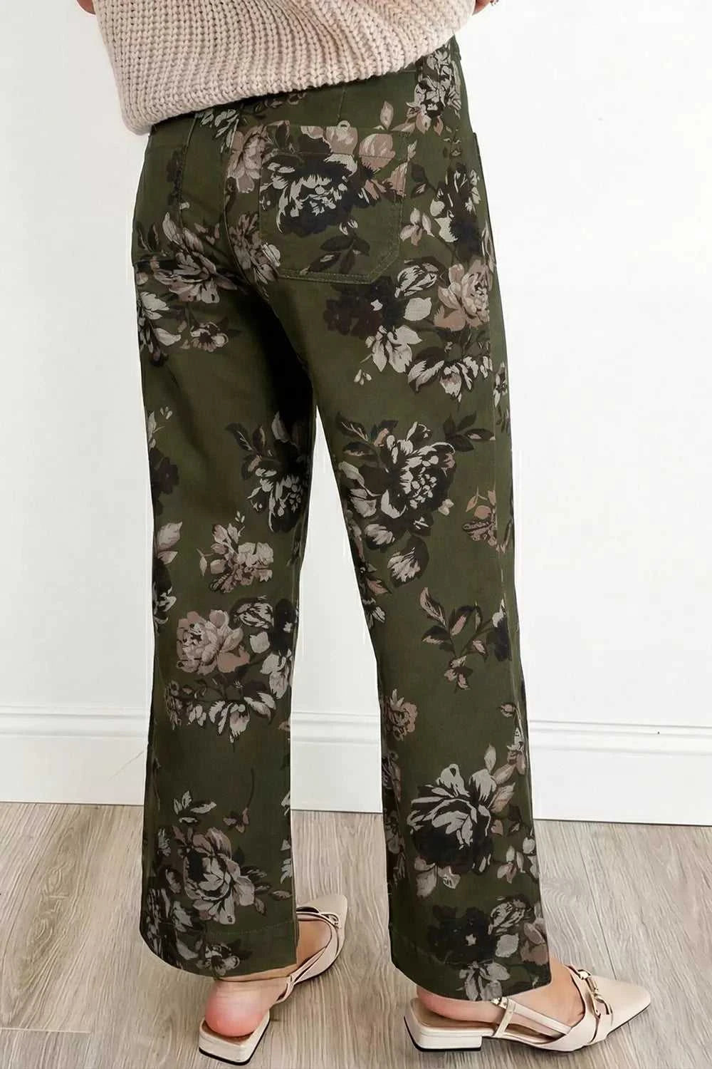 Vintage Style Floral Print High Waist Wide Leg Jeans 100100212050078 65 Affordable Fashion Under $100 Jerry's Apparel 