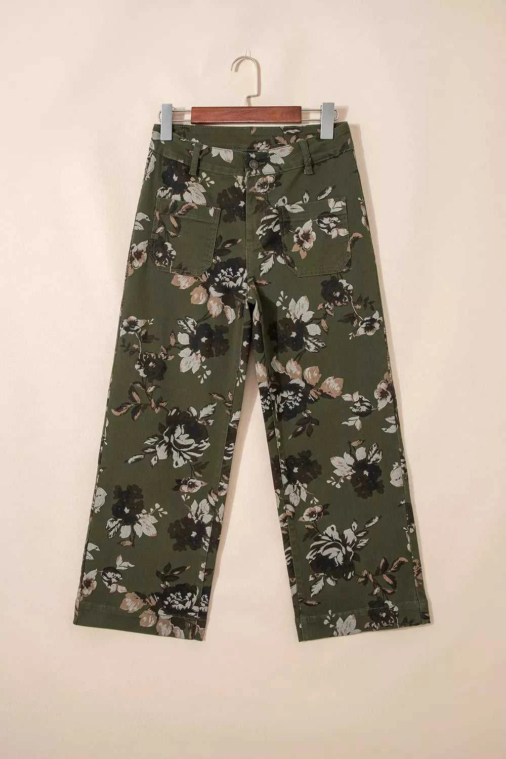 Vintage Style Floral Print High Waist Wide Leg Jeans 100100212050078 65 Seasonal Fashion Collections Jerry's Apparel 