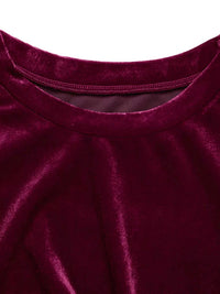 Velvet Slit Round Neck Long Sleeve Dress with Side Tie Detail 100100124814169 37 Affordable Fashion Under $100 Jerry's Apparel 
