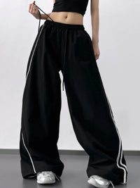 Oversized Wide Leg Pants with Contrast Piping