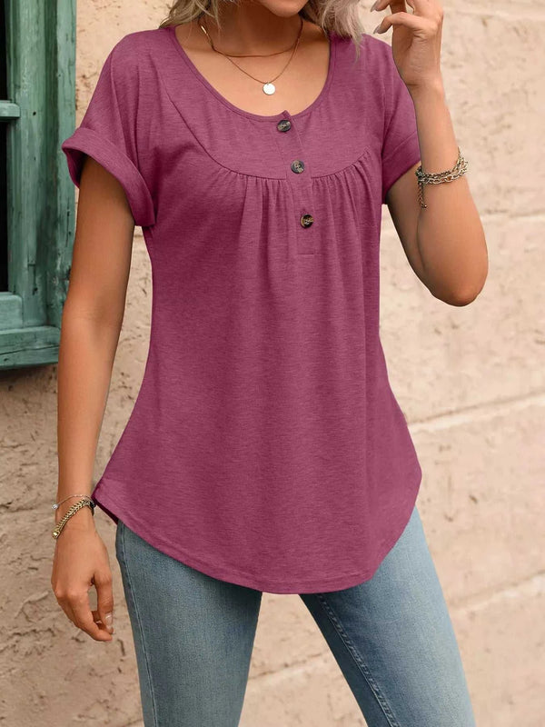 Casual Button Detail Henley T-Shirt