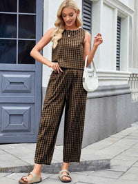 Plaid Sleeveless Top and Pants Set 100100045523661 39 Affordable Fashion Under $100 Jerry's Apparel 