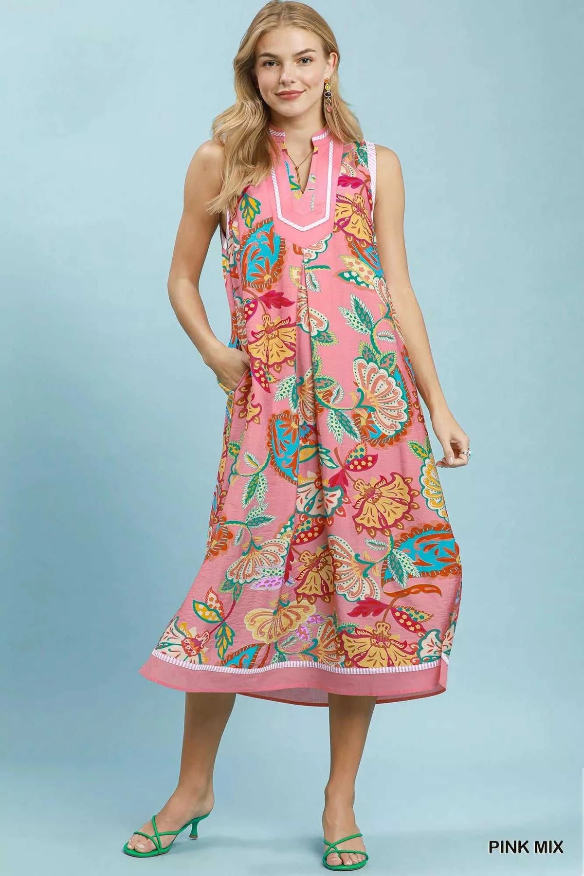 Umgee Paisley Floral Sleeveless Midi Dress 100100465991198 66 Affordable Fashion Under $100 Jerry's Apparel 