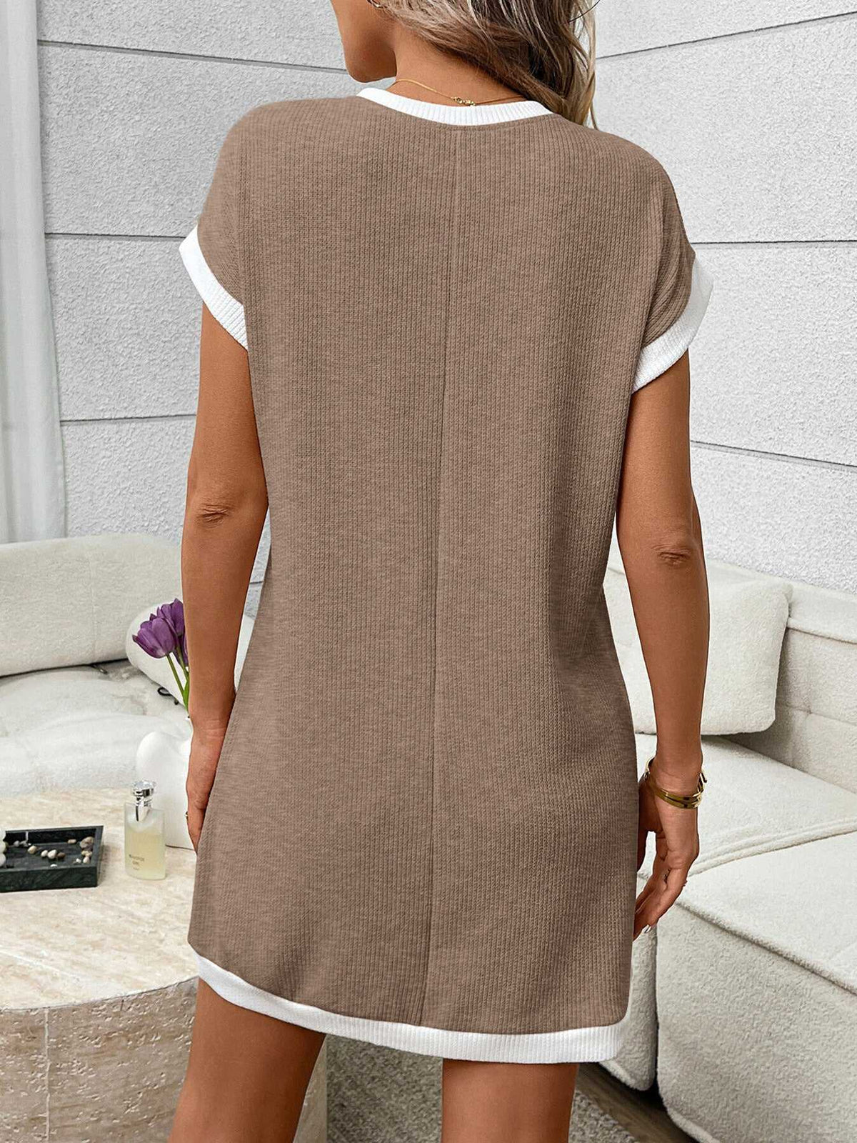 Contrast Trim Ribbed Knit Mini Dress with Pocket 100100281069040 32 Affordable Fashion Under $100 Jerry's Apparel 