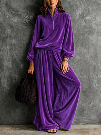 Quarter-Zip Sweatshirt and Wide-Leg Pants 101001764469874 74 Affordable Fashion Under $100 Jerry's Apparel 