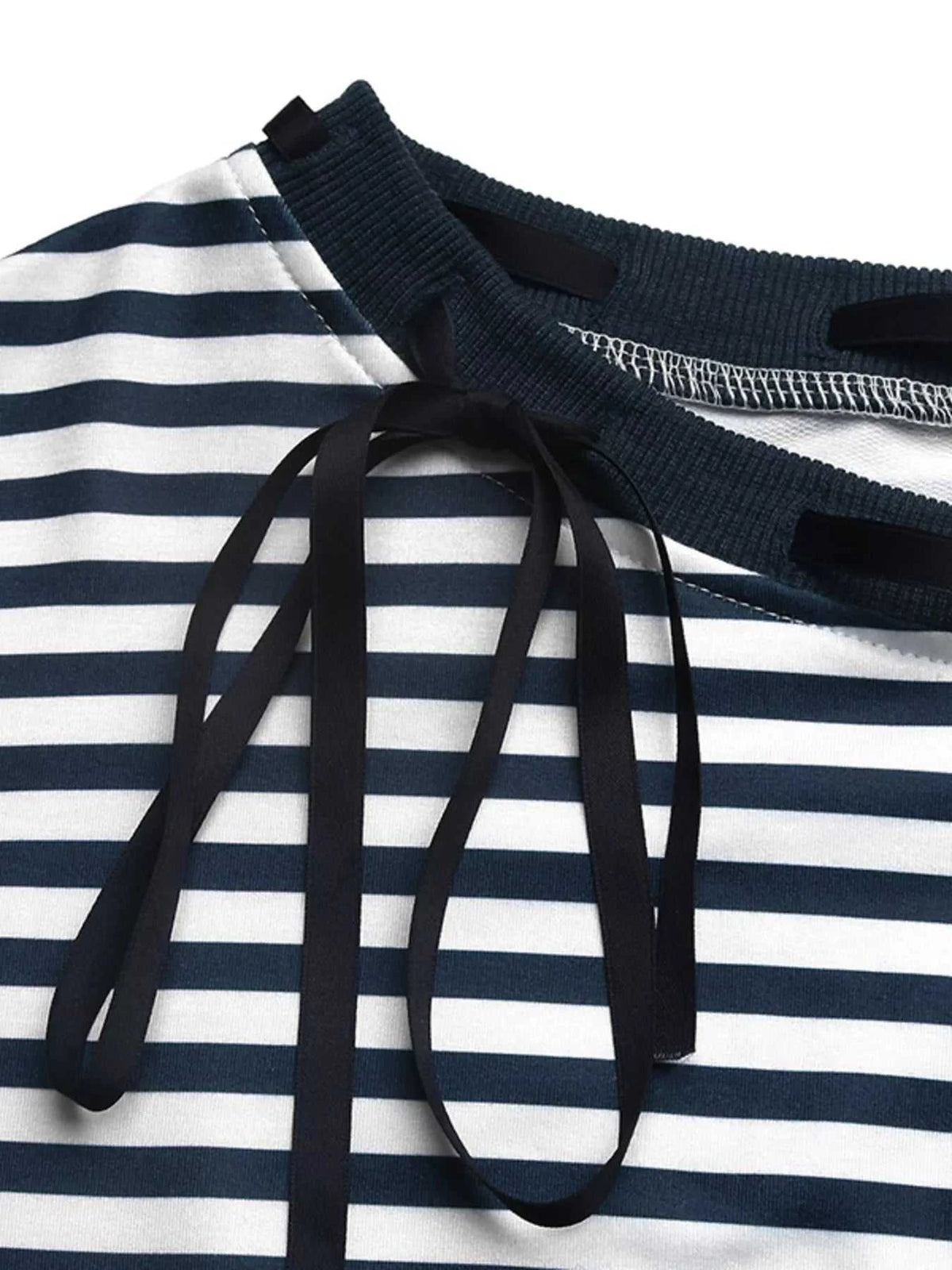 Striped Off-Shoulder Ribbon Accent Sweatshirt 100100561585200 31 Affordable Fashion Under $100 Jerry's Apparel 