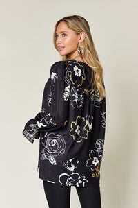 Full Size Printed Flounce Sleeve Blouse