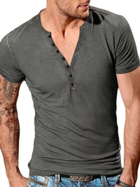 Men's Full Size Button Detail Short Sleeve Top Plus Size