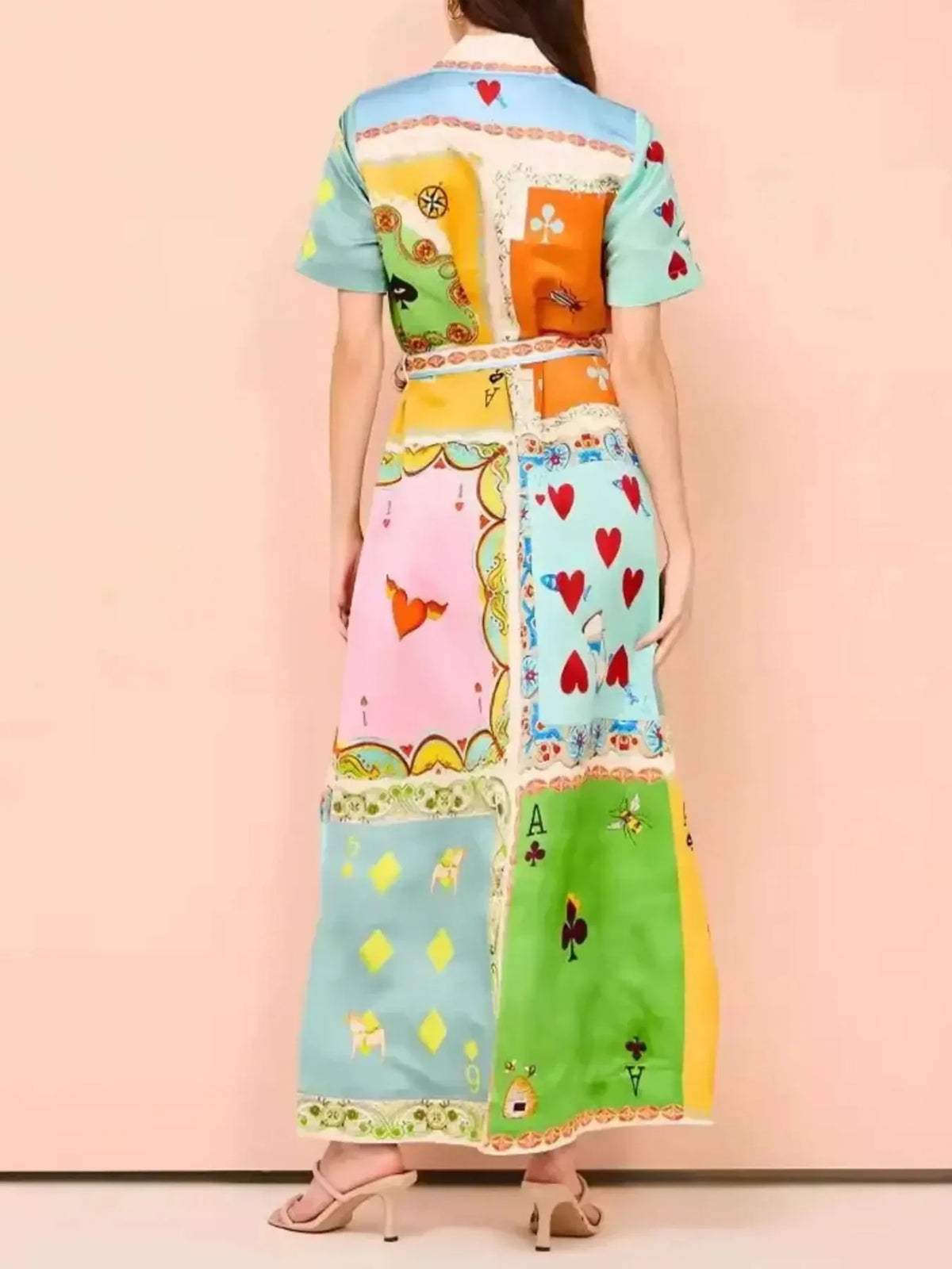 Printed Tie Waist Maxi Shirt Dress