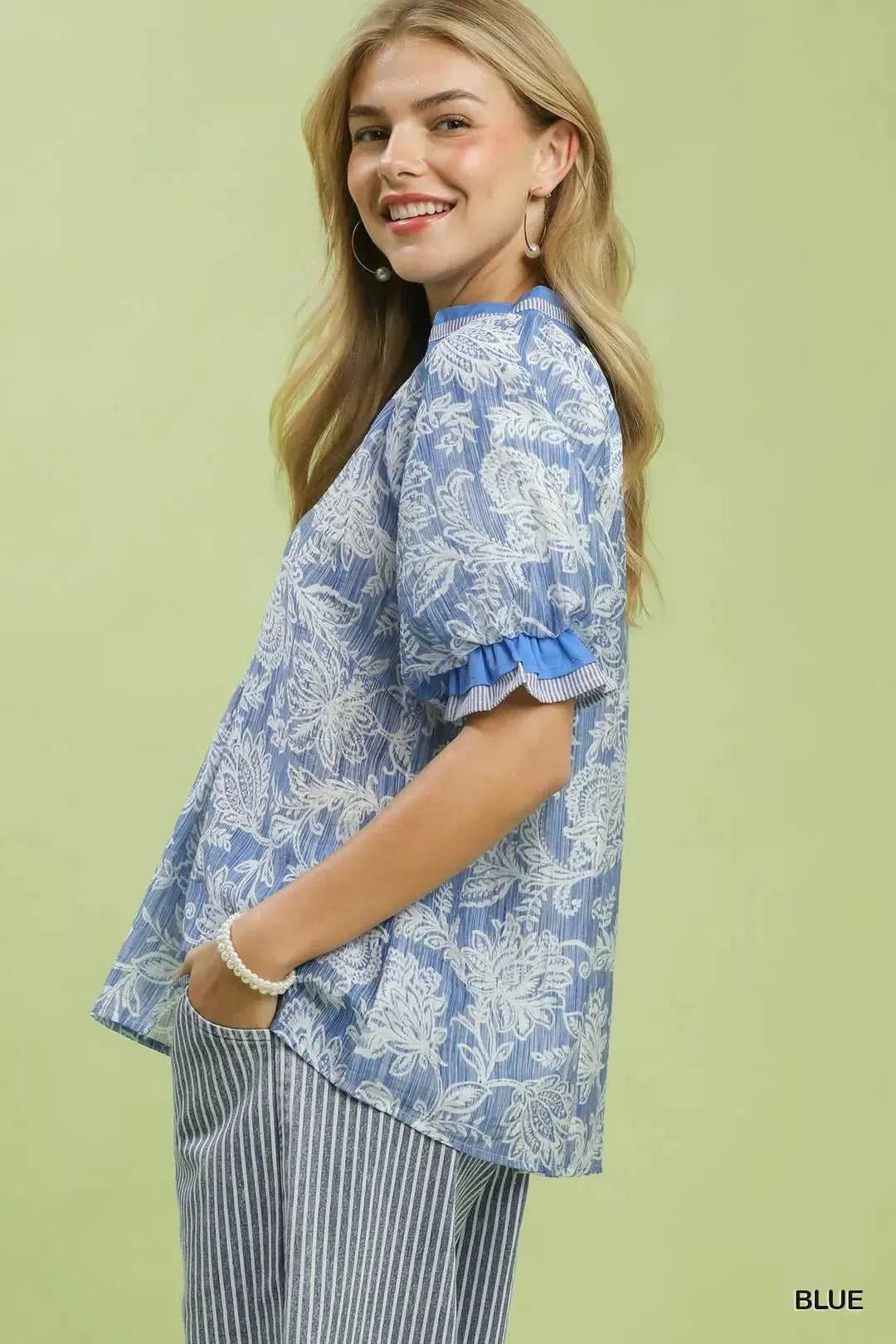 Umgee Floral Print Puff Sleeve Top 100100486401855 49 Affordable Fashion Under $100 Jerry's Apparel 