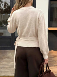 Tied Surplice Long Sleeve Sweater 100100102140940 38 Women's Sweaters and Knitwear Jerry's Apparel 
