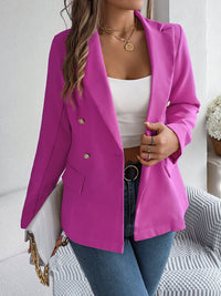 Decorative Pocket Flap Lapel Collar Long Sleeve Blazer