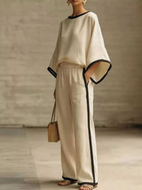 Full Size Contrast Trim Top and Wide-Leg Pants Set Plus Size 100100595624381 47 Affordable Fashion Under $100 Jerry's Apparel 