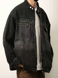 Men's Full Size Washed Zip Up Denim Jacket Plus Size 104003330203490 77 Affordable Fashion Under $100 Jerry's Apparel 