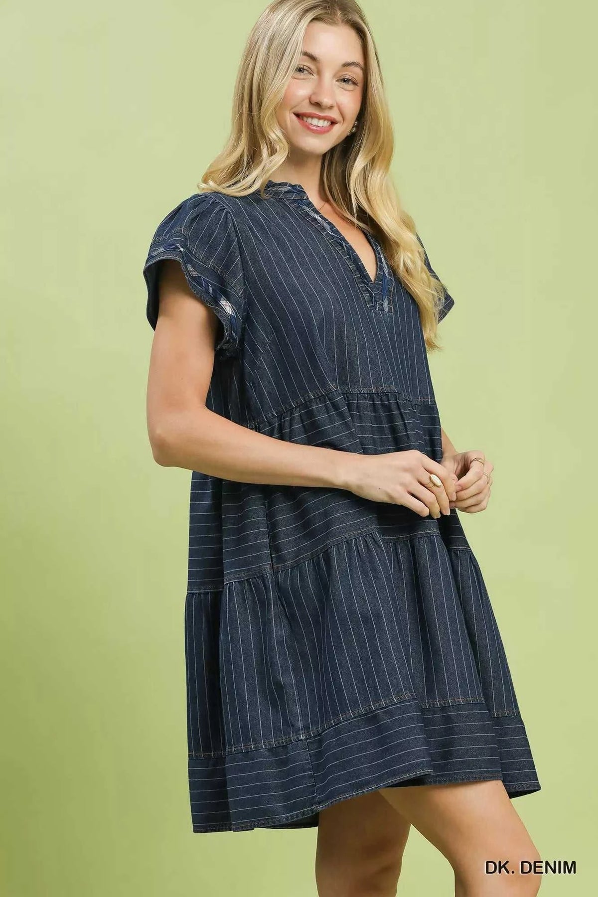 Umgee Chambray Tiered Babydoll Dress 100100059411057 66 Affordable Fashion Under $100 Jerry's Apparel 