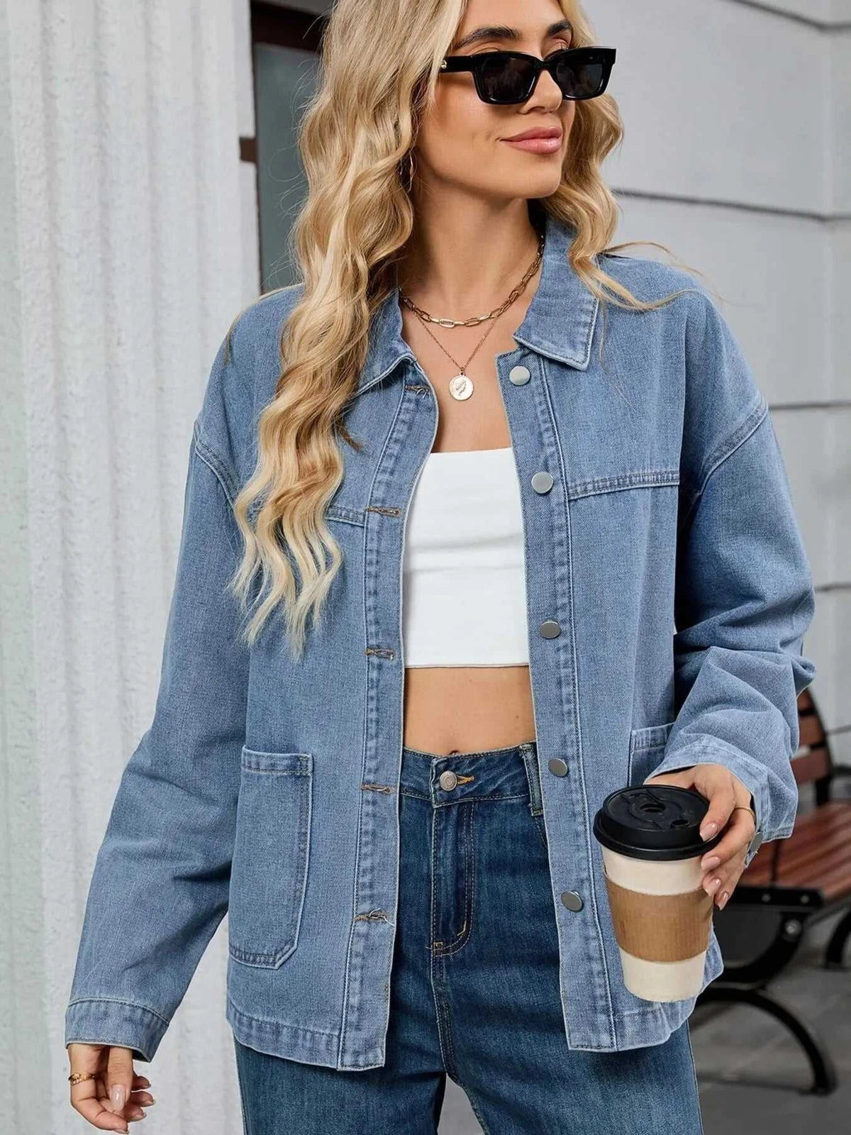 Washed Oversized Button Down Denim Jacket 100100406809347 62 Affordable Fashion Under $100 Jerry's Apparel 