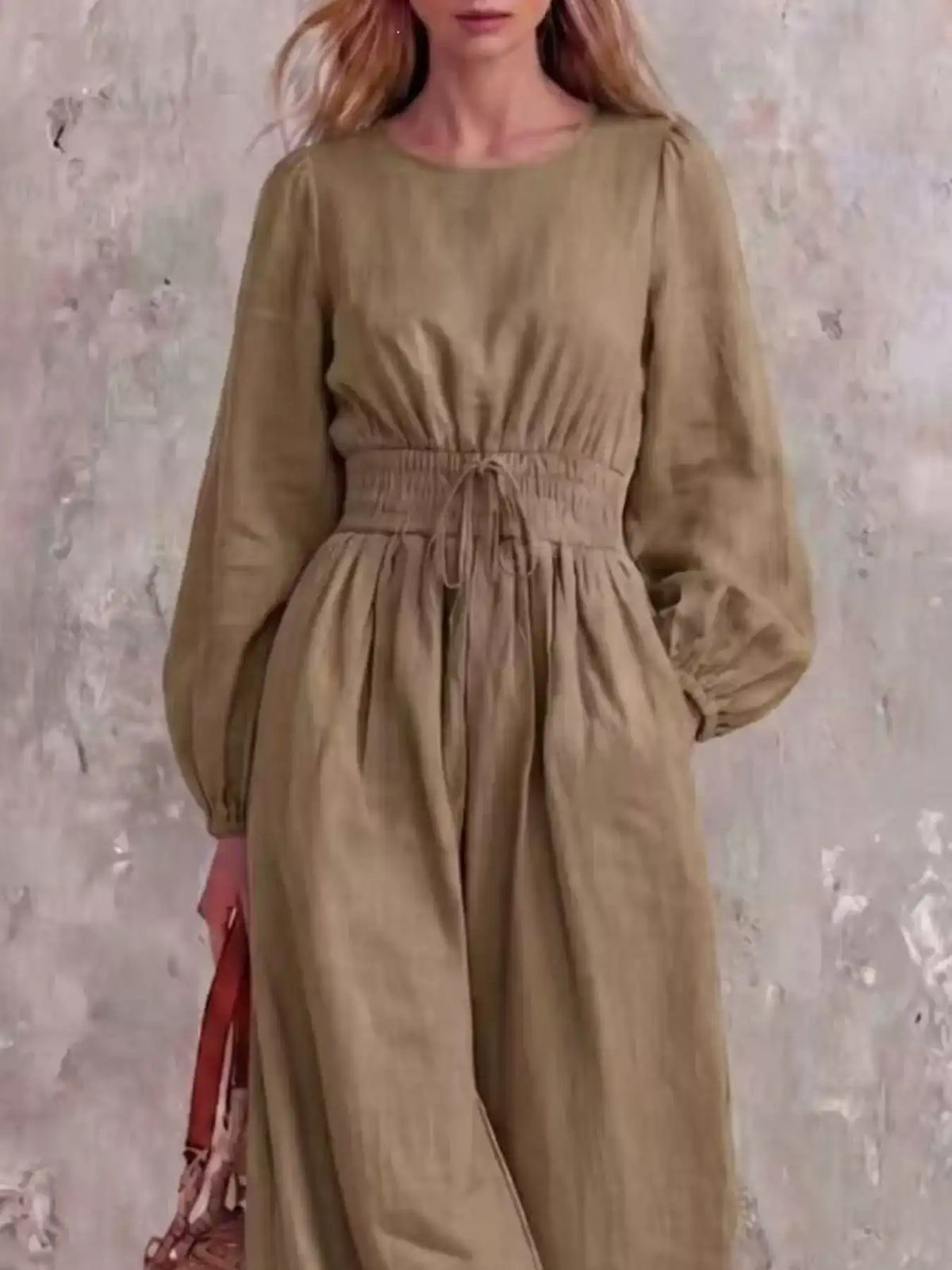 Smocked Waist Long-Sleeve Jumpsuit 101001514200781 49 Affordable Fashion Under $100 Jerry's Apparel 