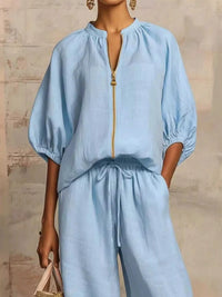 Full Size Zip-Front Top and Wide-Leg Pants Set Plus Size 101001746488777 43 Affordable Fashion Under $100 Jerry's Apparel 