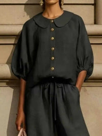 Full Size Button Down Half Sleeve Top and Pants Set Plus Size 100100768465196 46 Affordable Fashion Under $100 Jerry's Apparel 