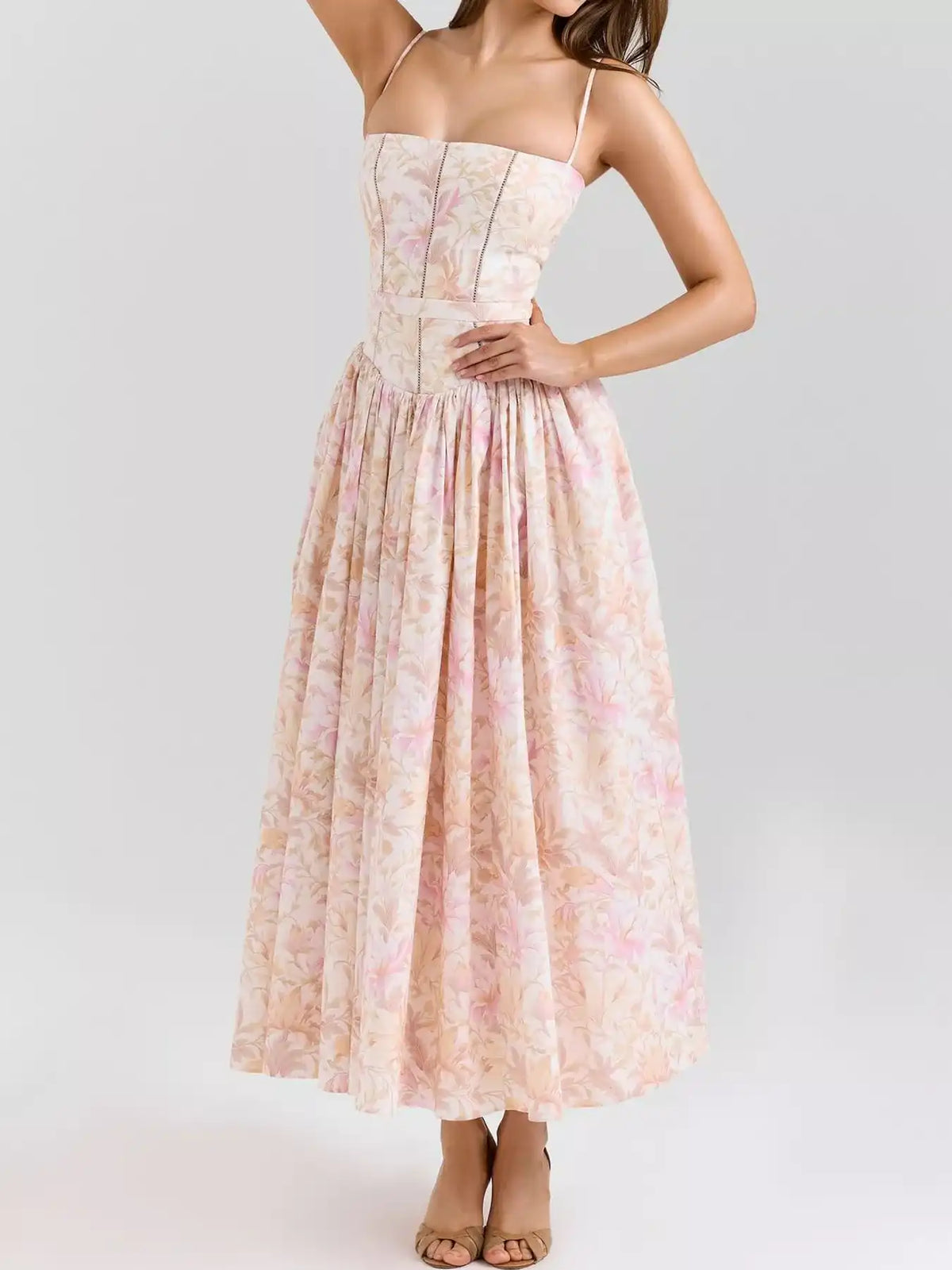 Floral Spaghetti Straps Midi Dress 101001005550846 56 Affordable Fashion Under $100 Jerry's Apparel 