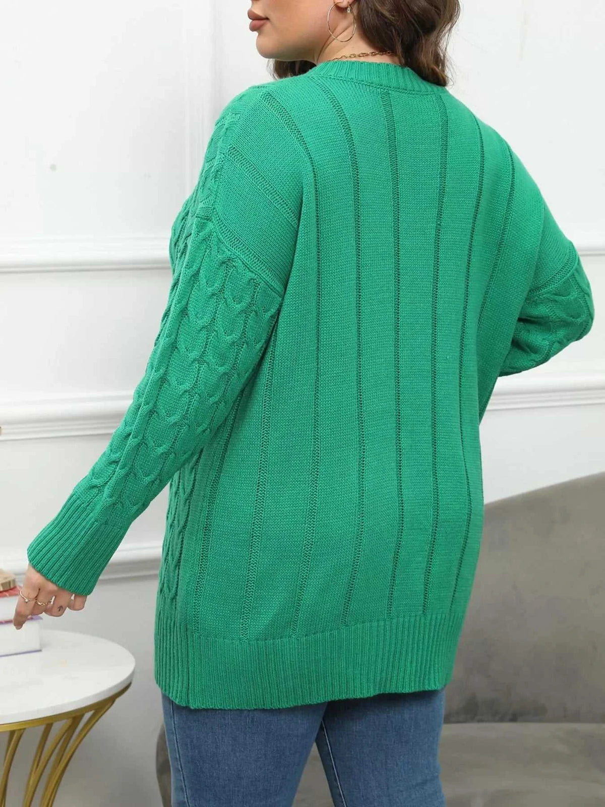 Plus Size Cable Knit Dropped Shoulder Sweater 101002841180880 50 Affordable Fashion Under $100 Jerry's Apparel 