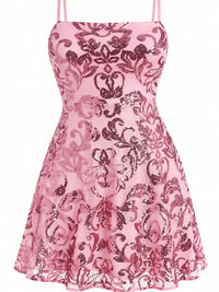 Sequin Square Neck Mini Dress 101001434570366 56 Women's Dress Gifts for Her Jerry's Apparel 
