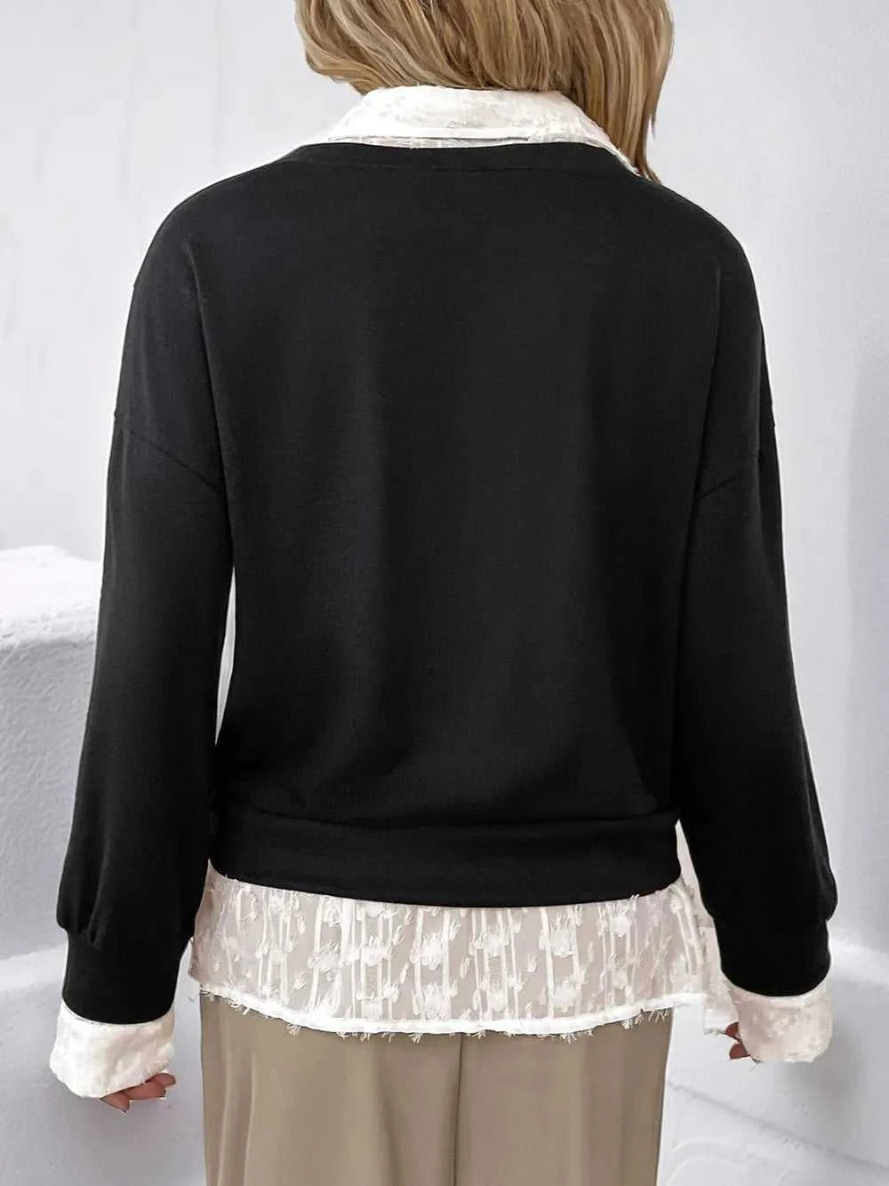 Perfee Faux Layered Contrast Long Sleeve Sweatshirt 100100110011462 33 Affordable Fashion Under $100 Jerry's Apparel 