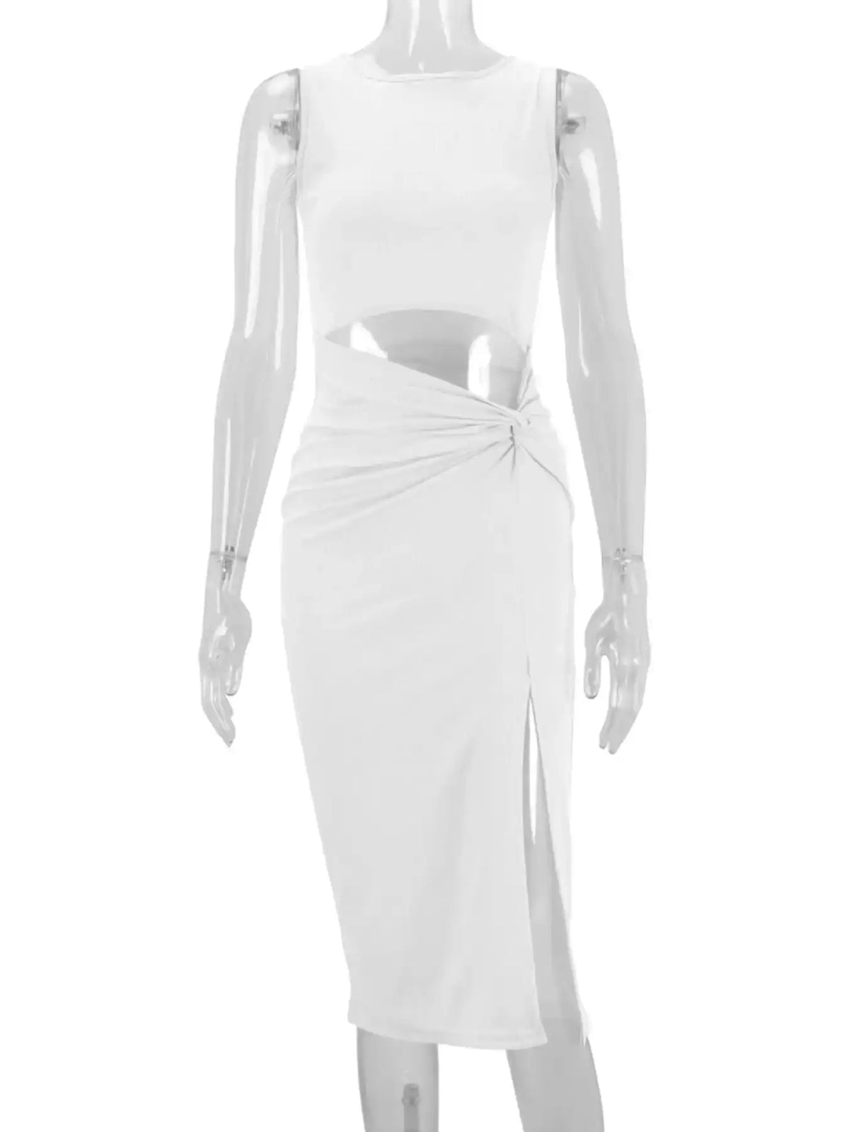 Sleeveless Cut-Out Ruched High-Slit Bodycon Dress 101001792800742 33 Gifts for Her Jerry's Apparel 