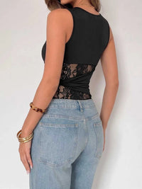 Sheer Lace Panel Sleeveless Bodysuit 100100288738131 28 Gifts for Her Jerry's Apparel 