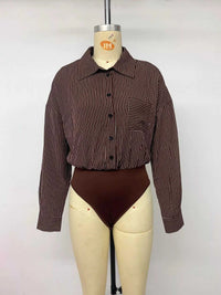 Striped Button-Up Bodysuit 100100357663685 34 Affordable Fashion Under $100 Jerry's Apparel 